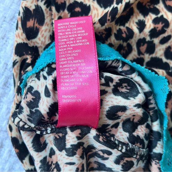 Vintage Y2K Cheetah Blue Lace Slip Mini Dress Large - Picture 8 of 10